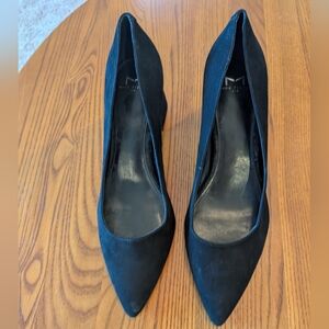 Marc Fisher Black Faux Suede Block Heel Pumps, Size 10M